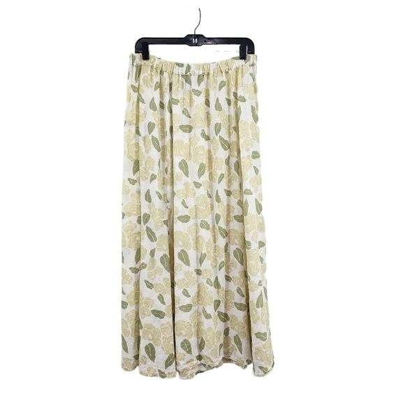 Flax Women's 100% Linen Floral Circle Maxi Skirt Lagenlook- 1G - Picture 1 of 5